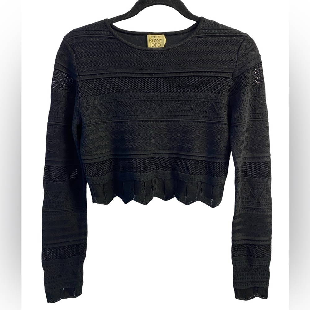 Torn By Ronny Kobo Knit Long Sleeve Crop Top Size M Good Used Condition